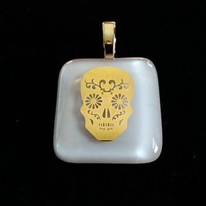 Genuine Gold Sugar Skull Necklace Pendant
